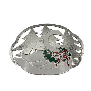 Christmas Swan Silver-Plated Decorative Tray By Wm. A. Rogers Ltd.